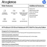 HP ProBook 4 G1i AI PC Wolf Pro Security Edition Intel Core Ultra 7 255U Laptop 40.6 cm (16") WUXGA 16 GB DDR5-SDRAM 512 GB SSD Wi-Fi 6E (802.11ax) Windows 11 Pro Silver