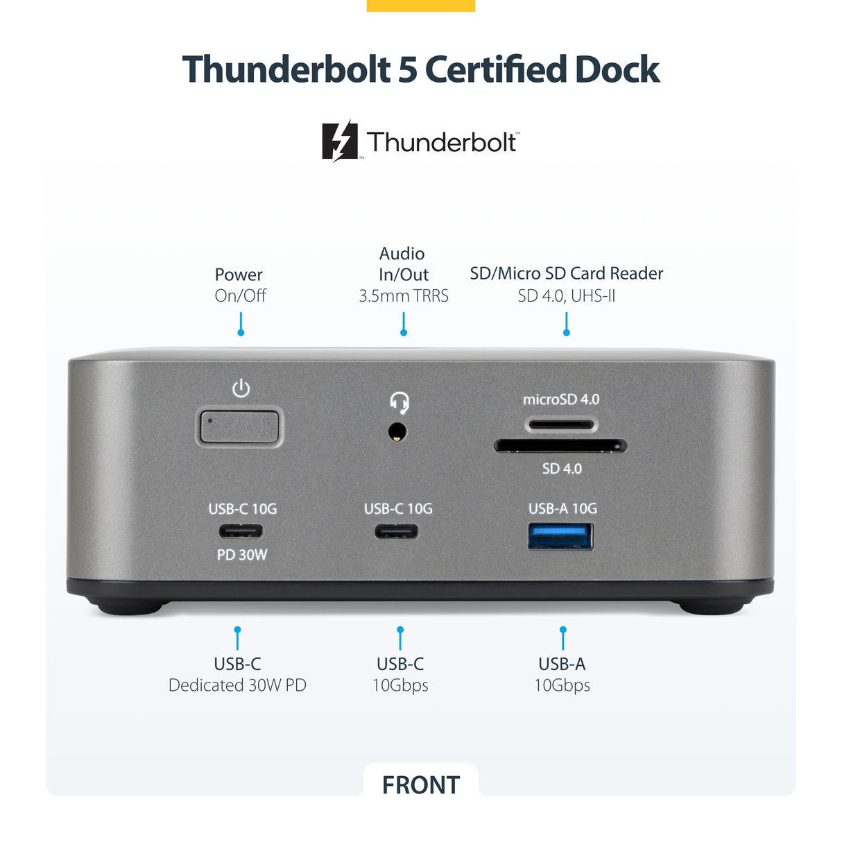 StarTech.com Thunderbolt 5 Universal Docking Station, Multi-Display Hub, 8K 60Hz or 4K 144Hz, 120Gbps Bandwidth Boost, 140W PD, 30W Phone Charging, USB 10Gbps, 2.5G LAN