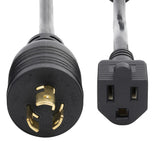 StarTech.com 1ft (30cm) Heavy Duty Power Cord, Twist-Lock NEMA L5-15P to NEMA 5-15R Black Adapter Cord, 15A 125V, 14AWG, Heavy Gauge Plug Converter Cable, TAA Compliant, UL Listed
