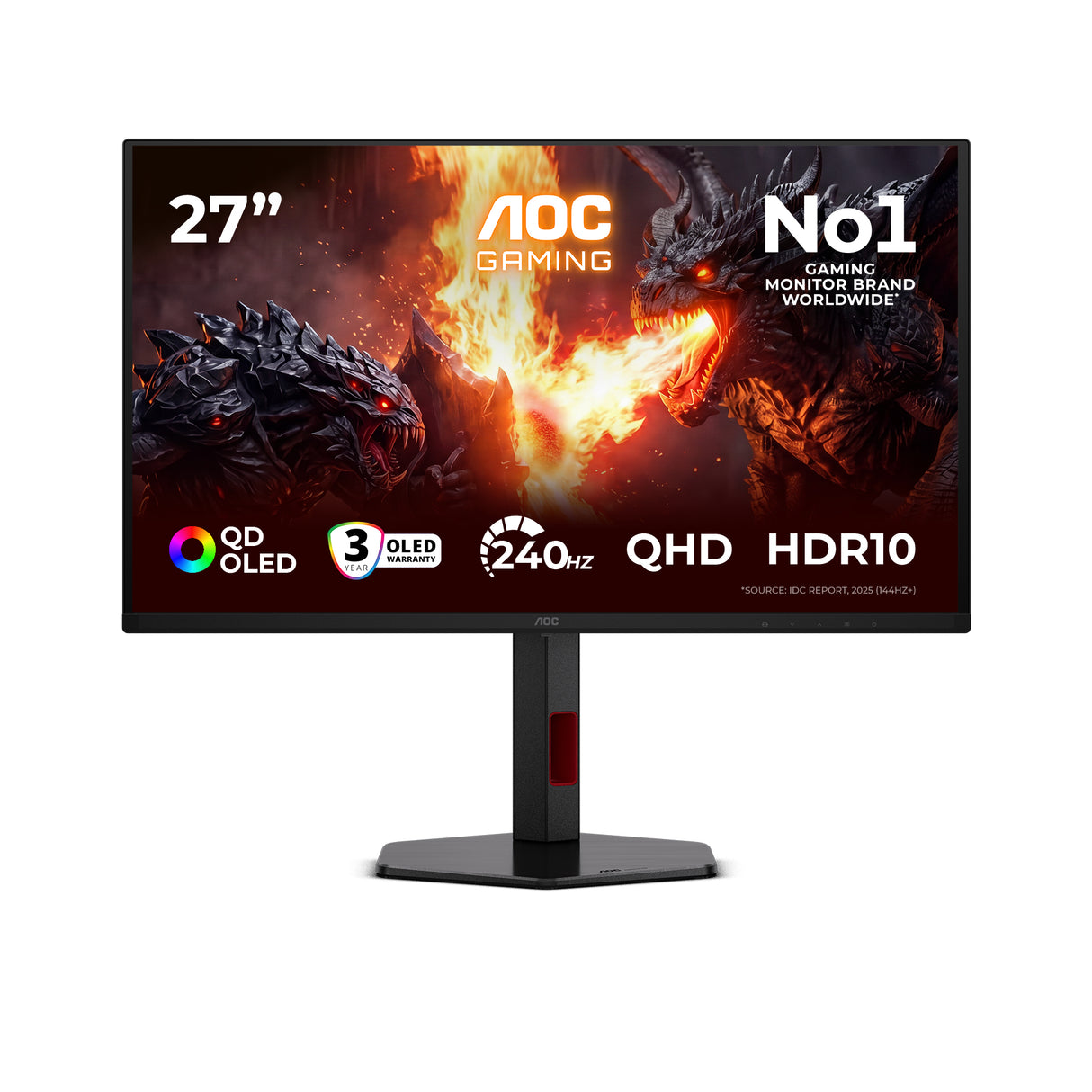 AOC G4 Q27G4ZDR computer monitor 67.3 cm (26.5") 2560 x 1440 pixels Quad HD QD-OLED Black, Red