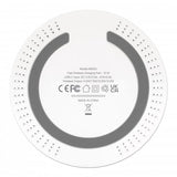 Manhattan Smartphone Wireless Charging Pad, Up to 15W charging (depends on device), QI certified, USB-C to USB-A cable included, USB-C input into pad, Cable 80cm, White, Three Year Warranty