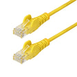 StarTech.com 6in Yellow Slim CAT6 Ethernet Cable, Snagless, 100W PoE, UTP, LSZH, 28AWG Pure Bare Copper Wire, Slim RJ45 Network Patch Cord w/Strain Reliefs, Individually Tested