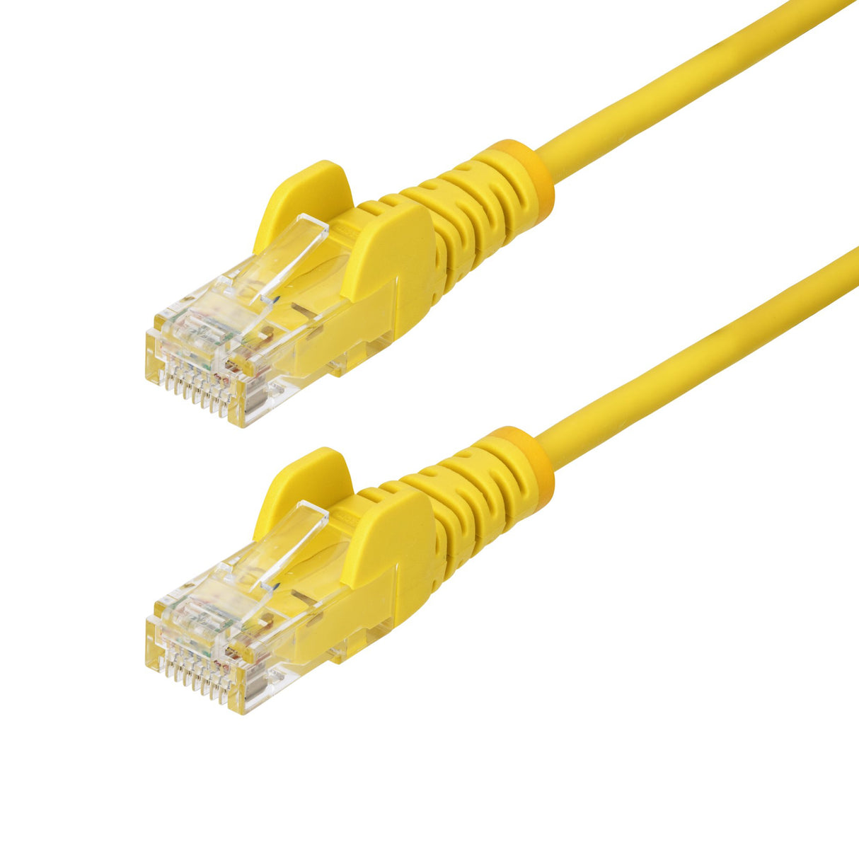StarTech.com 6in Yellow Slim CAT6 Ethernet Cable, Snagless, 100W PoE, UTP, LSZH, 28AWG Pure Bare Copper Wire, Slim RJ45 Network Patch Cord w/Strain Reliefs, Individually Tested