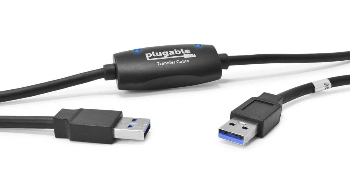 Plugable Technologies USB 3.0 Transfer Cable, Unlimited Use, Transfer Data Between 2 Windows PC's, Compatible with Windows 11, 10, 8.1, 8, 7, Vista, XP, Bravura Easy Computer Sync Software Included