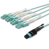 StarTech.com 5m (16.4ft) MTP(F)/PC to 4x LC/PC Duplex Breakout OM3 Multimode Fiber Optic Cable, OFNP Plenum, 40G Networks, Low Insertion Loss - Fiber Jumper Cord