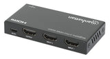 Manhattan HDMI Switch 2-Port, 8K@60Hz, Connects x2 HDMI sources to x1 display, Automatic Switching, Includes Micro-USB to USB-A power cable, Black, Three Year Warranty