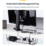 StarTech.com Under Desk Cable Management Tray, 24" Long, Metal Basket Style Cable Organizer, Screw-On Installation, Power Bar Holder, Metal, Black, TAA-Compliant