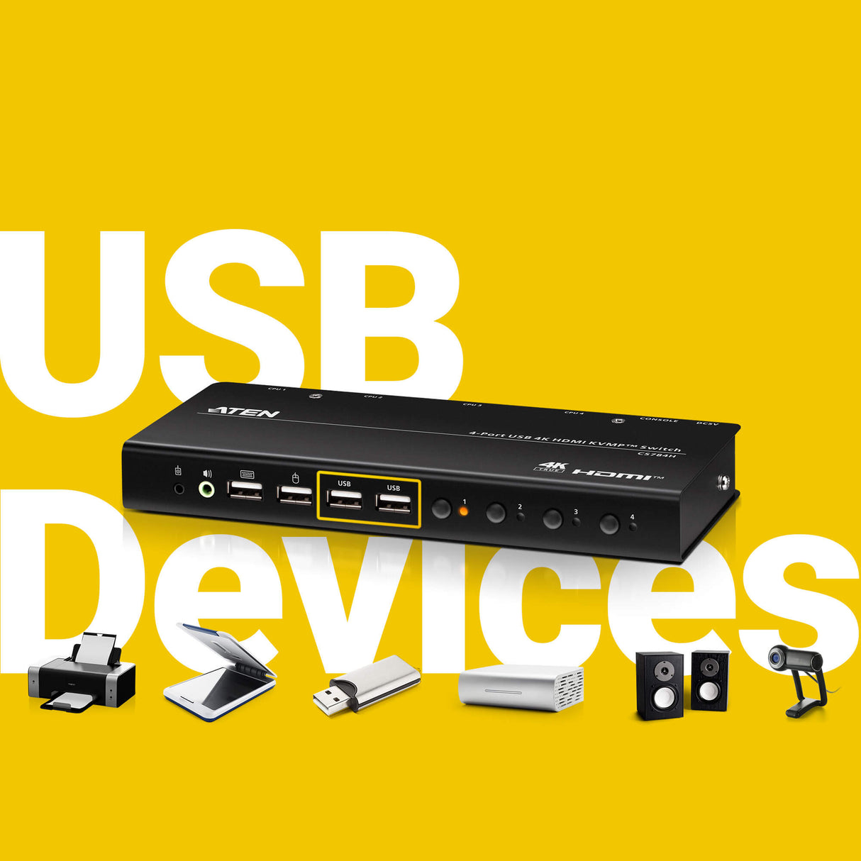 ATEN 4-Port USB 4K HDMI KVMP™ Switch