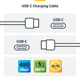 StarTech.com 3ft (0.9m) White USB-C Charging Cable 2-Pack, USB C Cable, USB 2.0 Type-C Laptop Charger Cord, 60W 3A Power Delivery, TPE Jacket, USB-C Data Transfer Cable, M/M