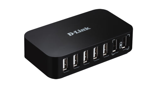 D-Link DUB-H7BL interface hub 480 Mbit/s Black