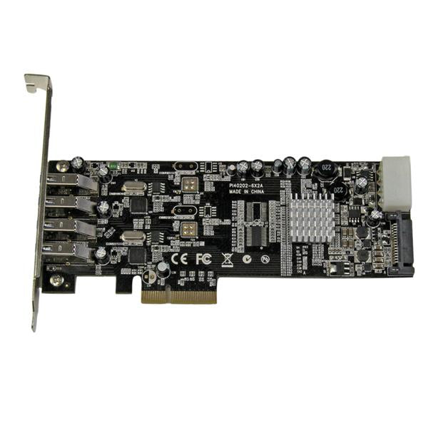 StarTech.com 4 Port PCI Express PCIe SuperSpeed (5Gbps) USB 3.0 Card Adapter w/ 2 Dedicated 5Gbps Channels - UASP - SATA / LP4 Power