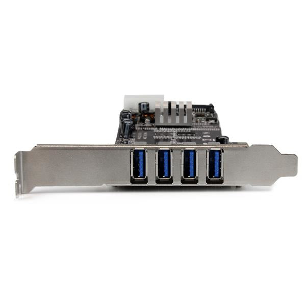 StarTech.com 4 Port PCI Express PCIe SuperSpeed (5Gbps) USB 3.0 Card Adapter w/ 2 Dedicated 5Gbps Channels - UASP - SATA / LP4 Power