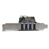 StarTech.com 4 Port PCI Express PCIe SuperSpeed (5Gbps) USB 3.0 Card Adapter w/ 2 Dedicated 5Gbps Channels - UASP - SATA / LP4 Power