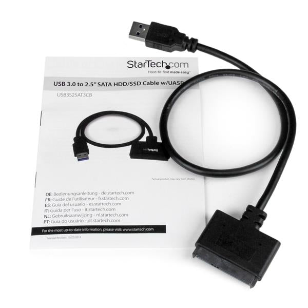 StarTech.com SATA to USB Cable, USB 5Gbps to 2.5in SATA I II III Hard Drive Adapter, External Converter for SSD or HDD Data Transfer