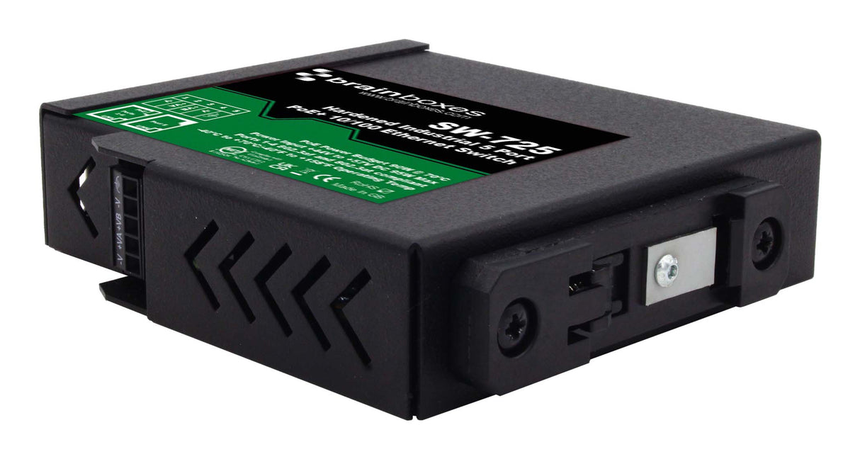 Brainboxes SW-725 network switch Unmanaged Fast Ethernet (10/100) Power over Ethernet (PoE) Black, Green