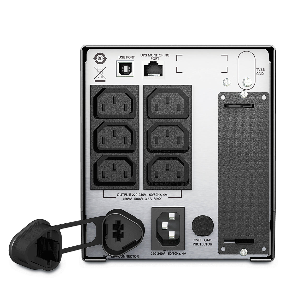 APC Smart-UPS, Line Interactive, 750VA, Tower, 230V, 6x IEC C13 outlets, SmartSlot, AVR, LCD