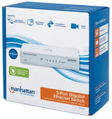 Manhattan 5-Port Gigabit Ethernet Switch, Desktop Size, Plastic, IEEE 802.3az (Energy Efficient Ethernet), Three Year Warranty, Box