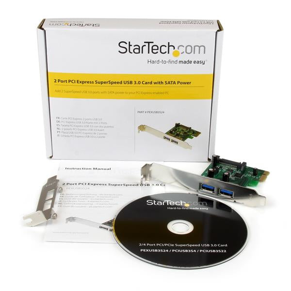 StarTech.com 2 Port PCI Express PCIe SuperSpeed (5Gbps) USB 3.0 Card Adapter with UASP - SATA Power - TAA