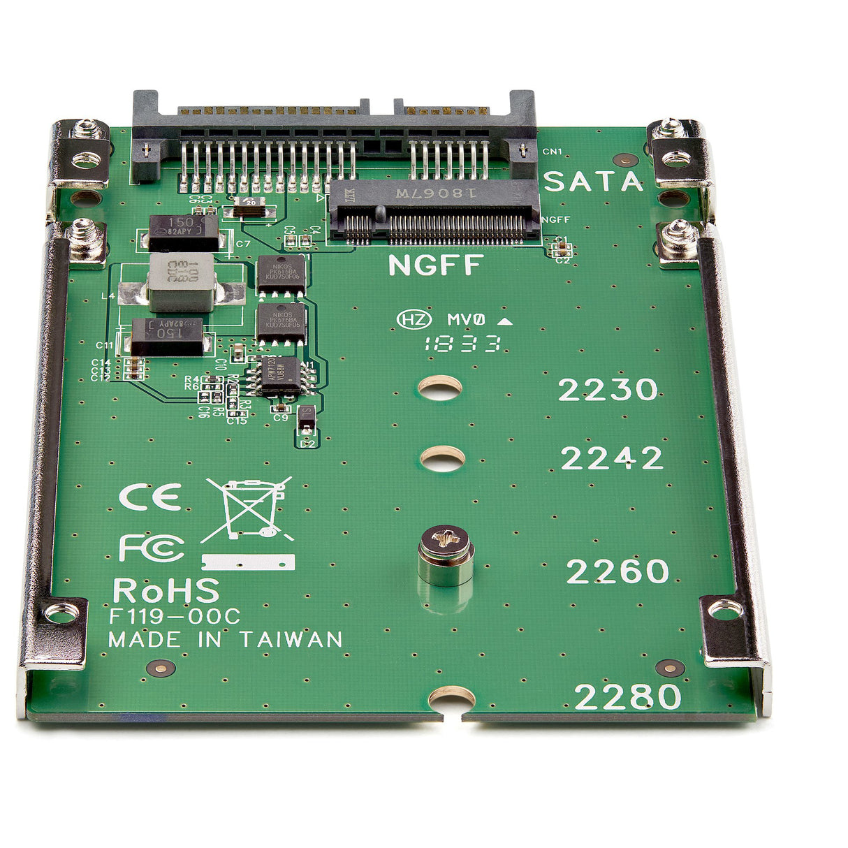 StarTech.com M.2 SATA SSD to 2.5in SATA Adapter, M.2 NGFF to SATA Converter, Open-Frame Bracket, 7mm High, M2 Hard Drive Adapter - Not Compatible with NVMe - TAA