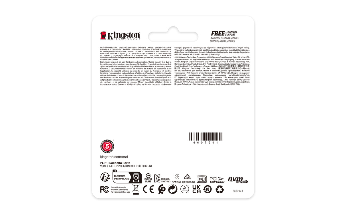 Kingston Technology 1000G NV3 M.2 2230 NVMe SSD