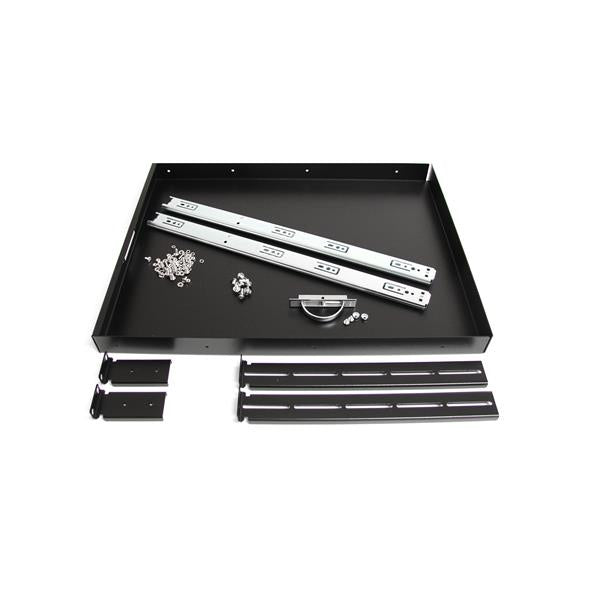 StarTech.com 1U Sliding Server Rack Mount Keyboard Shelf Tray, 55lbs (25Kg), 22in (55cm) Deep Steel Pull Out Drawer for 19" AV, Network Equipment Rack