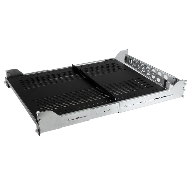 StarTech.com 2U Vented Sliding Server Rack Shelf w/ Cable Management Arm - 27.6 to 31.6in Adjustable Mounting Depth - 110lb - 19" Server Tray Shelf for Equipment Rack - 24in Deep