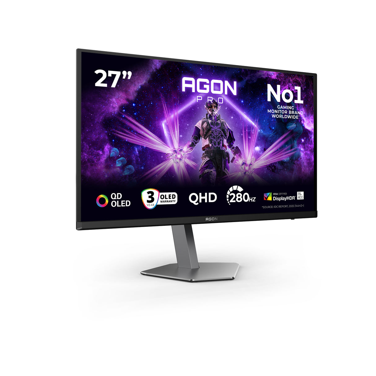 AOC AGON PRO AG276QZD2 computer monitor 67.3 cm (26.5") 2560 x 1440 pixels Quad HD QD-OLED Black, Grey