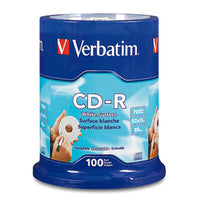 Verbatim CD-R 80MIN 700MB 52X Blank White Surface 100pk Spindle 100 pc(s)