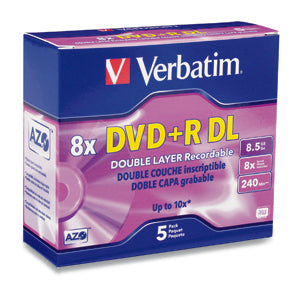 Verbatim DVD+R DL 8.5GB 8X Branded 5pk Jewel Case 5 pc(s)