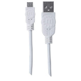 Manhattan USB-A to Micro-USB Cable, 1m, Male to Male, White, 480 Mbps (USB 2.0), Hi-Speed USB, Lifetime Warranty, Equivalent to USBPAUB1MW.