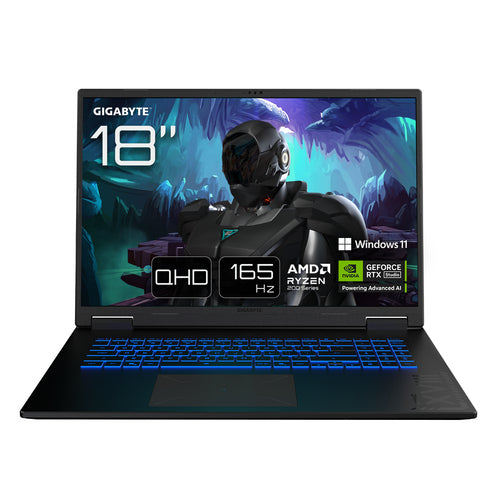 GIGABYTE GAMING A18 3WHK3USC64SH laptop AMD Ryzen™ 7 260 45.7 cm (18") WQXGA 32 GB DDR5-SDRAM 1 TB SSD NVIDIA GeForce RTX 5070 Wi-Fi 6E (802.11ax) Windows 11 Home Black