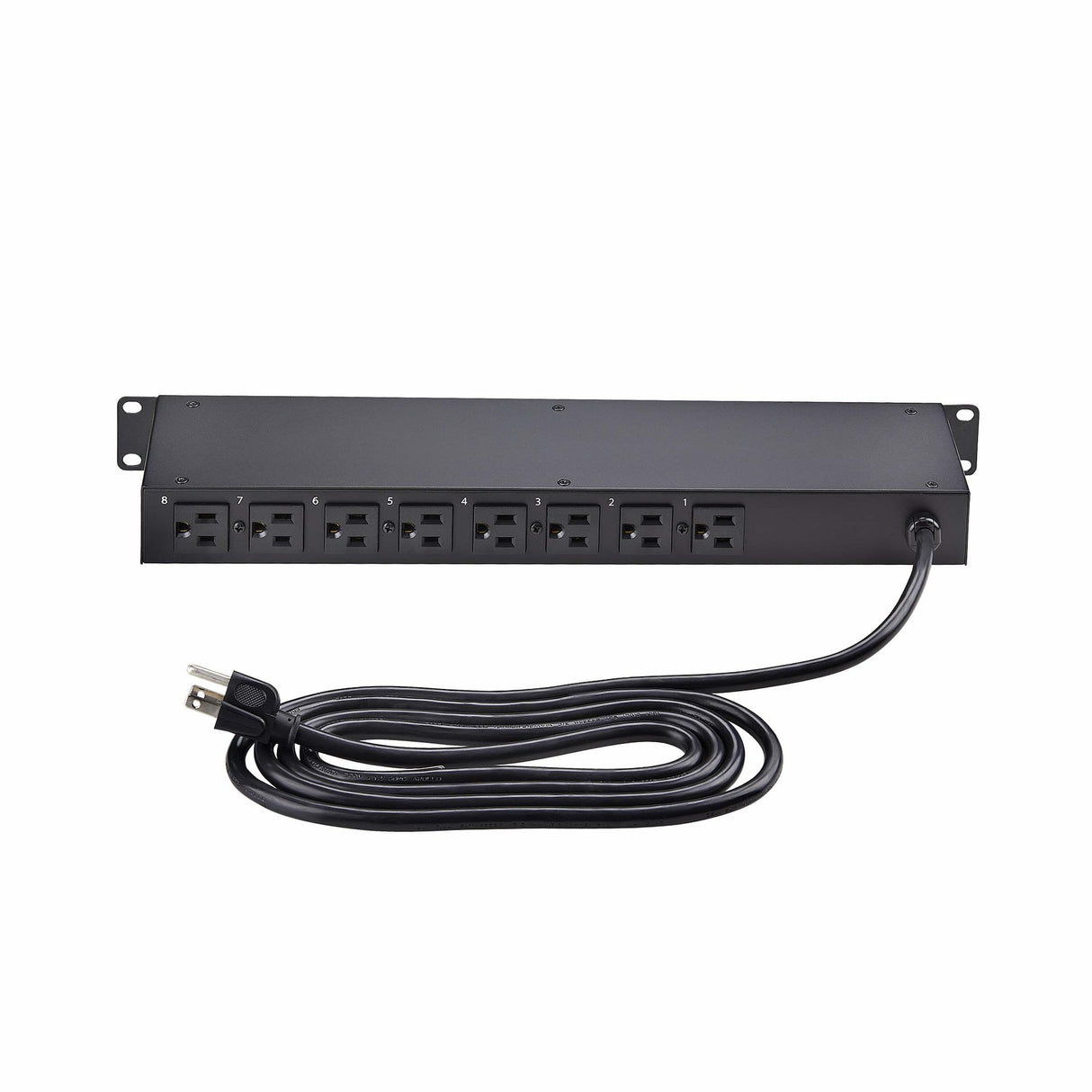 StarTech.com 8-Outlet Horizontal Rack Mount PDU, 1U Power Strip, Individual Outlet On/Off Switches w/Covers, 15A Circuit Breaker, 8ft/2.4m Cord, NEMA 5-15P/R, TAA