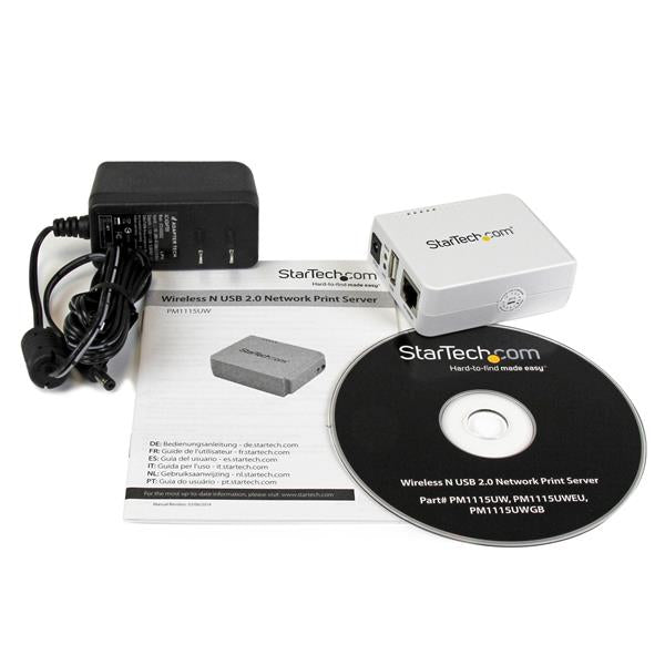 StarTech.com 1 Port USB Wireless N Network Print Server with 10/100 Mbps Ethernet Port - 802.11 b/g/n - TAA