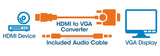Manhattan HDMI to VGA (with Audio) Converter cable, 1080p, 30cm, Male to Female, Micro-USB Power Input Port for additional power if needed, Black, Three Year Warranty