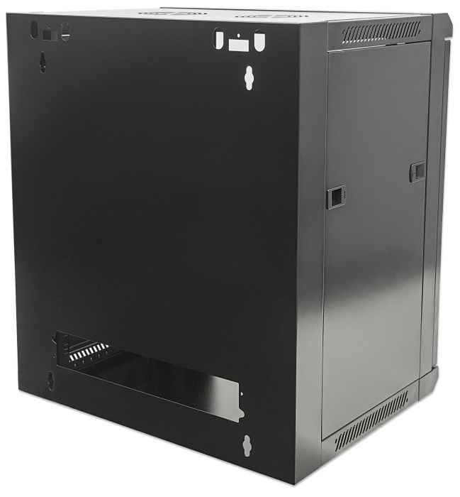 Intellinet 19" Network Cabinet - Wall Mount (Standard), 6U, 450mm Deep, Black, Flatpack, Max 60kg, Suitable also for use on desk or floor, Usable Depth 270mm to 350mm, Metal & Glass Door, Back Panel, Removeable Sides,Parts for wall installation not...