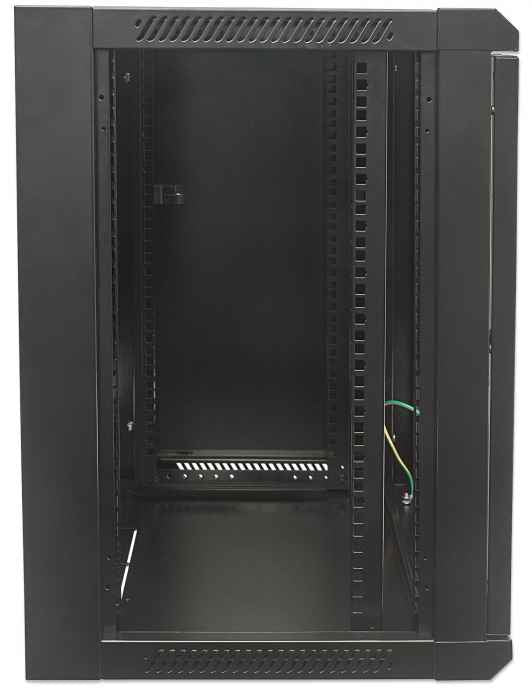 Intellinet 19" Network Cabinet - Wall Mount (Standard), 6U, 450mm Deep, Black, Flatpack, Max 60kg, Suitable also for use on desk or floor, Usable Depth 270mm to 350mm, Metal & Glass Door, Back Panel, Removeable Sides,Parts for wall installation not...