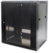 Intellinet 19" Network Cabinet - Wall Mount (Standard), 12U, 450mm Deep, Black, Flatpack, Max 60kg, Suitable also for use on desk or floor, Usable Depth 270mm to 350mm, Metal & Glass Door, Back Panel, Removeable Sides,Parts for wall installation not...