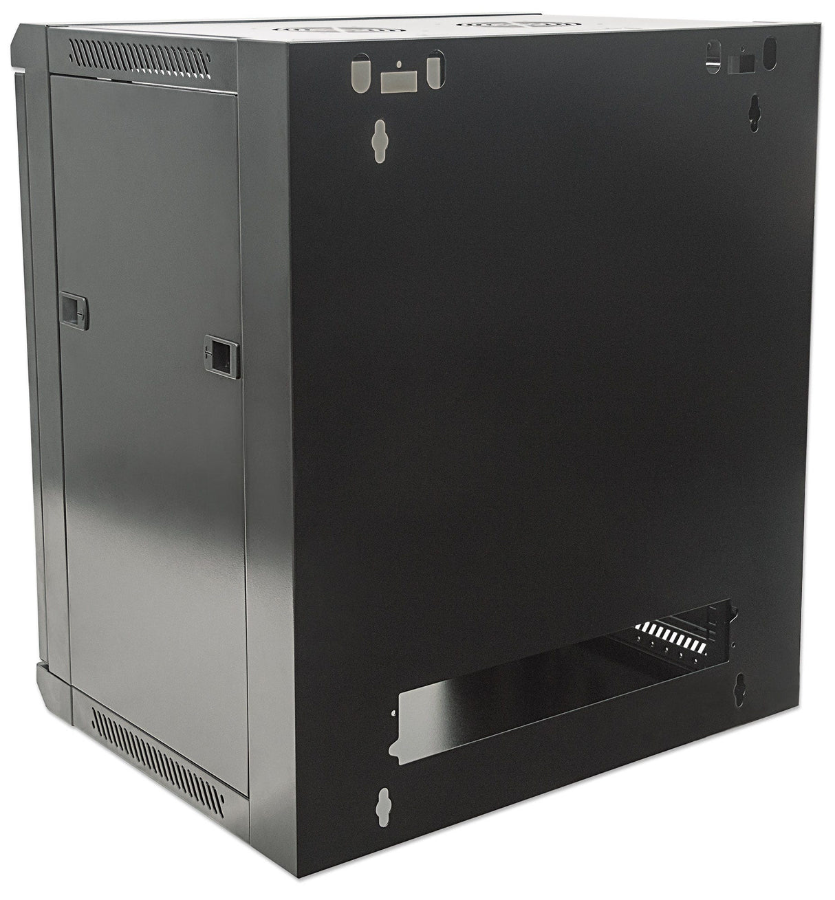 Intellinet 19" Network Cabinet - Wall Mount (Standard), 9U, 450mm Deep, Black, Flatpack, Max 60kg, Suitable also for use on desk or floor, Usable Depth 270mm to 350mm, Metal & Glass Door, Back Panel, Removeable Sides,Parts for wall installation not...