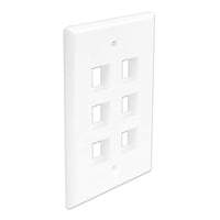 Wavenet- FacePlate Keystone, Single Gang White 6-Port