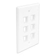 Wavenet- FacePlate Keystone, Single Gang White 6-Port