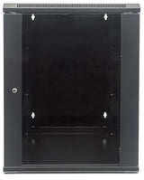 Intellinet Network Cabinet, Wall Mount (Double Section Hinged Swing Out), 9U, Usable Depth 425mm/Width 540mm, Black, Assembled, Max 30kg, Swings out for access to back of cabinet when installed on wall, 19", Parts for wall install (eg screws/rawl...