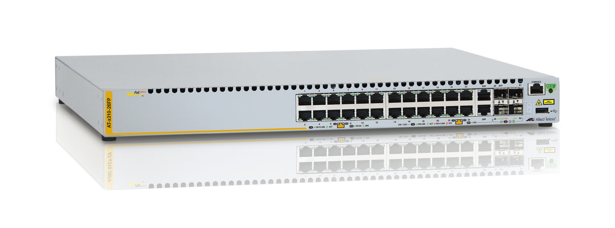 Allied Telesis AT-X310-26FP-10 network switch Managed L3 Gigabit Ethernet (10/100/1000) Power over Ethernet (PoE) Grey