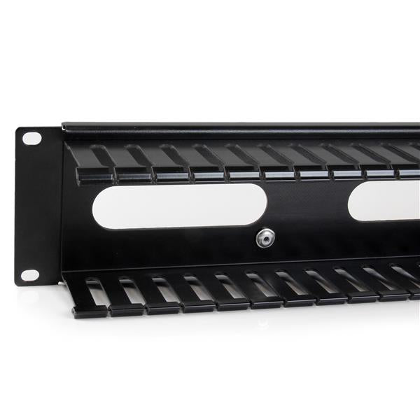 StarTech.com Horizontal 2U Server Rack Cable Management Finger Duct w/ Cover - 19" Network Rack Wire Duct Raceway Panel - Slotted Wire Duct