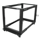 StarTech.com 12U 4-Post Server Rack, 19in Open Frame Rack with 40in (101cm) Mounting Depth and 1200lb (544kg) Weight Capacity, Mobile or Floor Mount IT Rack