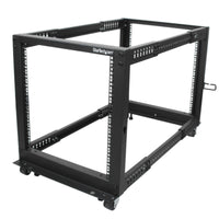StarTech.com 12U 4-Post Server Rack, 19in Open Frame Rack with 40in (101cm) Mounting Depth and 1200lb (544kg) Weight Capacity, Mobile or Floor Mount IT Rack