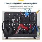 StarTech.com Clamp-On Pegboard with Accessories, 16.5 x 12.5in (42 x 32cm), Steel Pegboard, Desktop Storage Organizer, Desk Mount Peg Board, Black