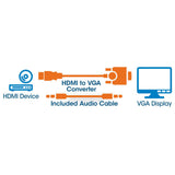 Manhattan HDMI to VGA (with Audio) Converter cable, 1080p, 30cm, Male to Female, Micro-USB Power Input Port for additional power if needed, Black, Three Year Warranty