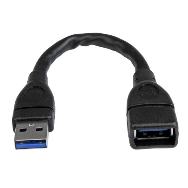 StarTech.com USB 3.0 (5Gbps) A-to-A Extension Cable - M/F - 6 in, Black