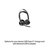 HP Poly Voyager Focus 2-M USB-C-C Headset USB-C/A Adapter Charging Stand