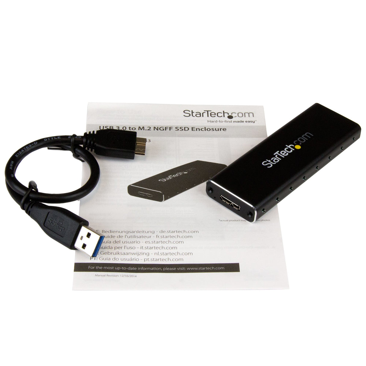 StarTech.com M.2 SSD Enclosure for M.2 SATA SSDs - USB 3.0 (5Gbps) with UASP - TAA